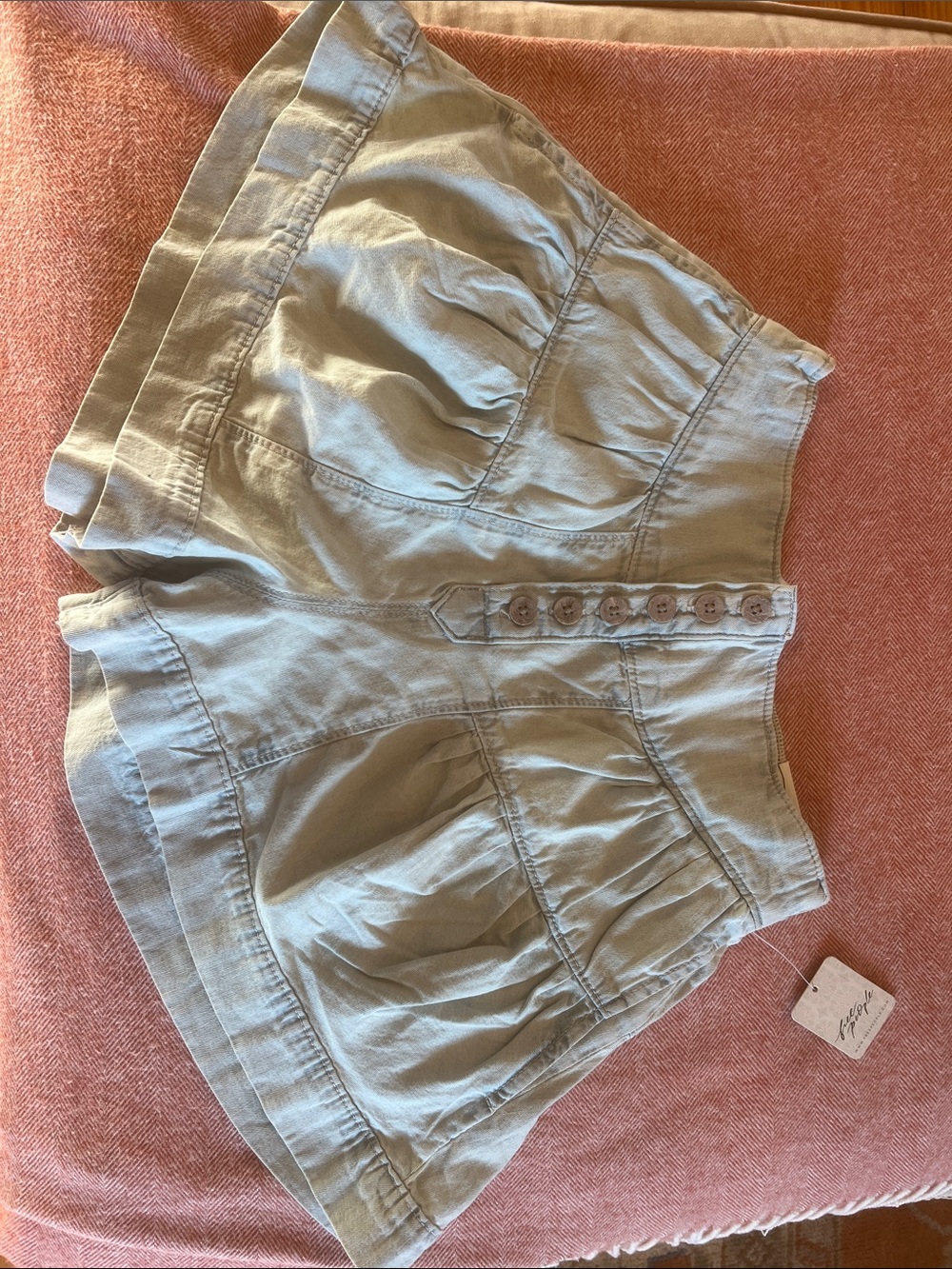 Free People-We The Free High-Waist Button-Front Shorts in Well Worn Sky